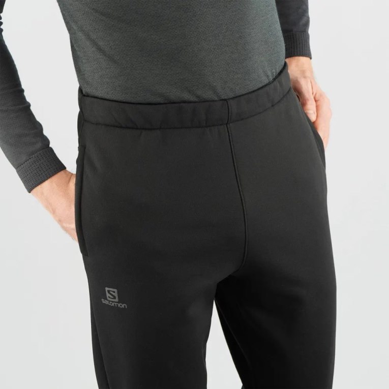 Black Salomon Essential Warm Fleece Men's Sport Pants | PH 12843K